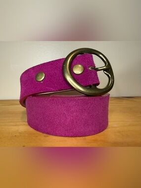 B-LOW THE BELT hot pink suede leather belt - hip belt 7 holes